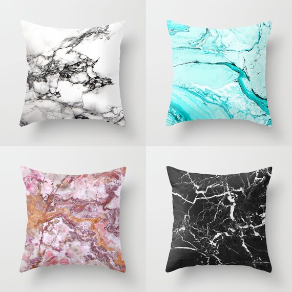 blue marble throw pillow