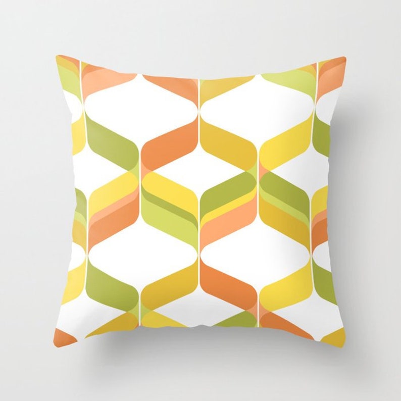 Orange Green Yellow White Throw Pillow Mix and Match Indoor Etsy
