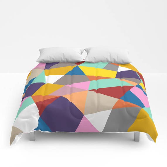 Nordic Multi Color Block Duvet Cover Or Comforter Bedspread Etsy