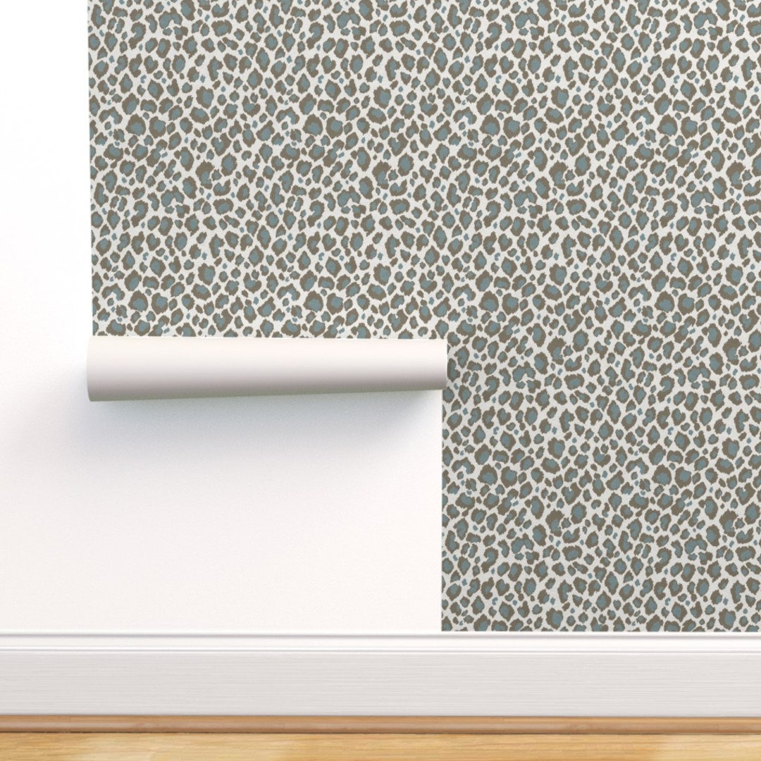 Leopard Wallpaper Teal Taupe Grey REMOVABLE Peel'n Stick - Etsy