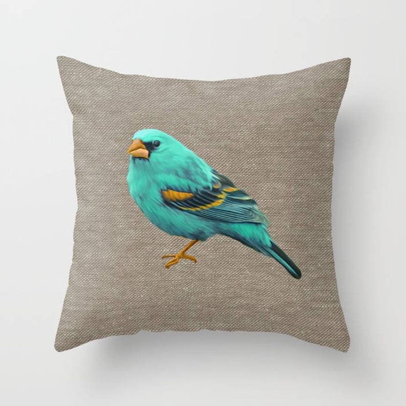 Blue Bird Throw Pillow Indoor Outdoor Modern Bedding Etsy