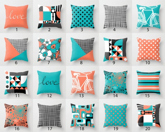 Teal and top black throw pillows