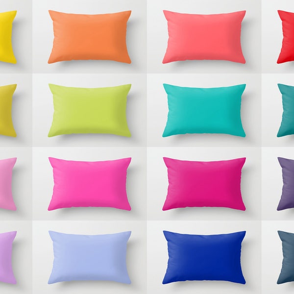 Solid Color Lumbar Pillow, Rectangular Pillow, 16 Bright Color Options, Cushion, Toss, Simple, Modern Bedding, Basic Minimalist, Vivid, Bold