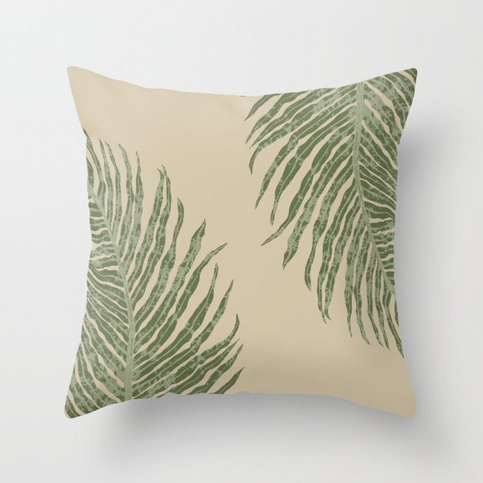 Country Tree Linen Couch Green And White Throw Pillows