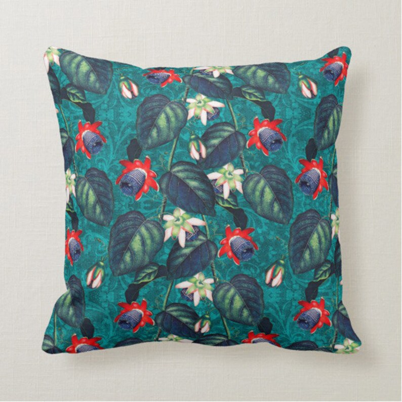 Bohemian Paradise Teal Red Throw Pillow Mix and Match Indoor Etsy