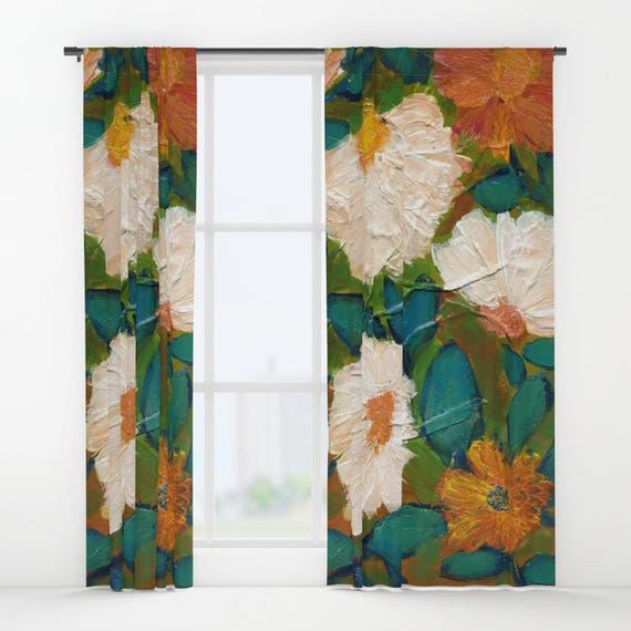 Evening Bloom Window Curtains 50 X 84 Bedroom Etsy