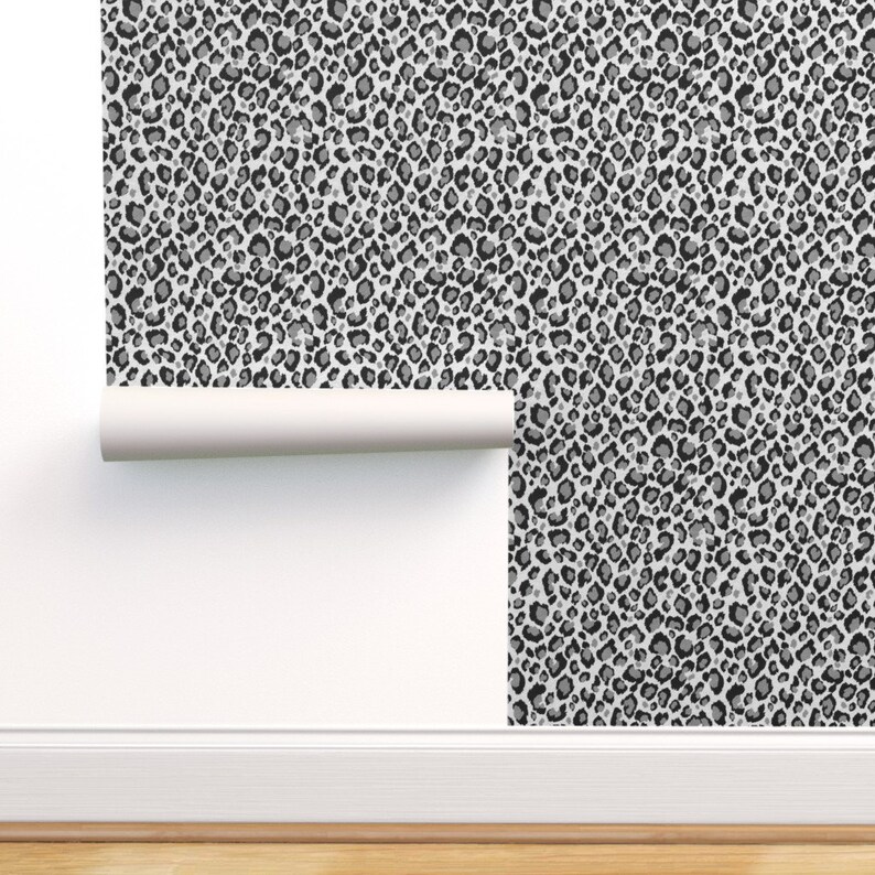 Leopard Wallpaper Black Grey REMOVABLE Peel 'n Stick Self Etsy