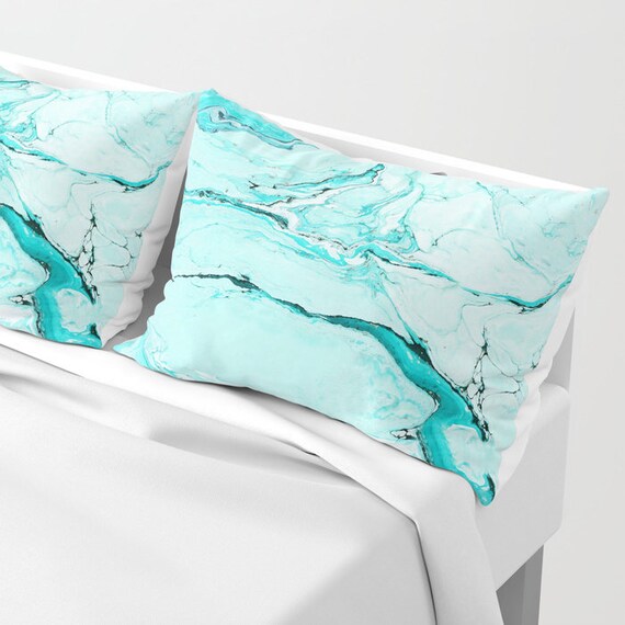 Blue Marble Pillow Sham standard or Black Marble Pillow Sham standard or