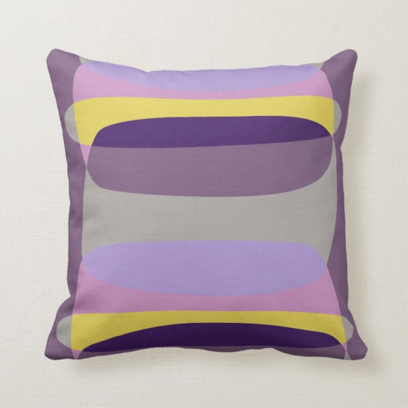 Yellow & Purple Throw Pillow Mix and Match Indoor Outdoor Etsy