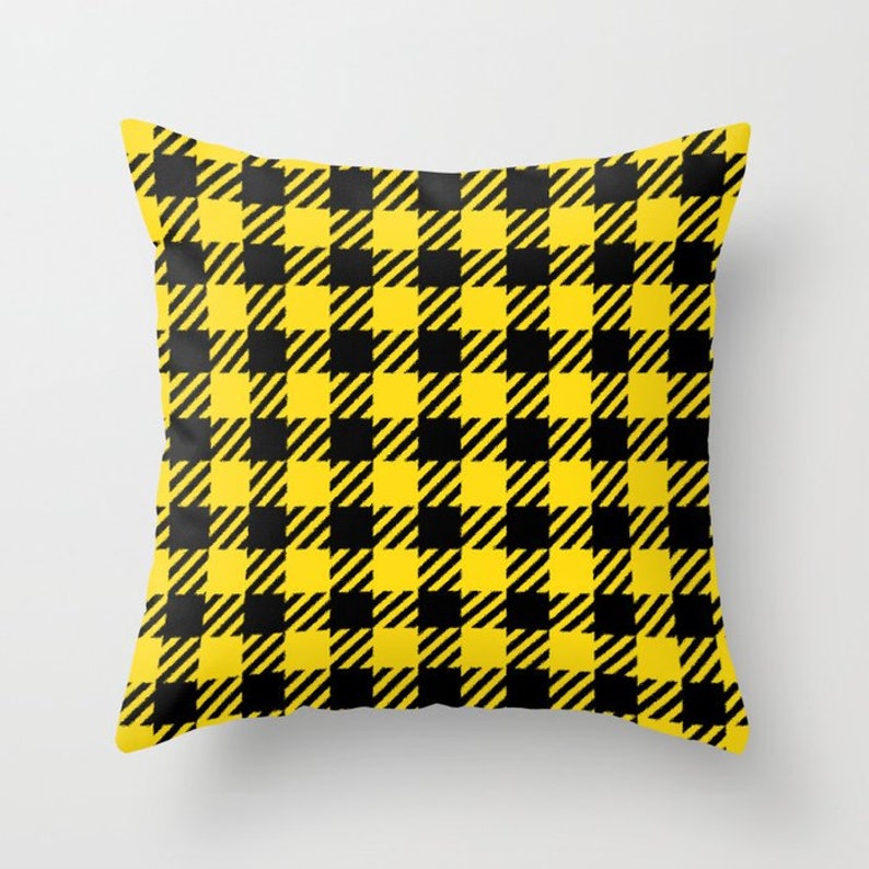 Black White Yellow Throw Pillow Mix and Match Indoor Outdoor Etsy