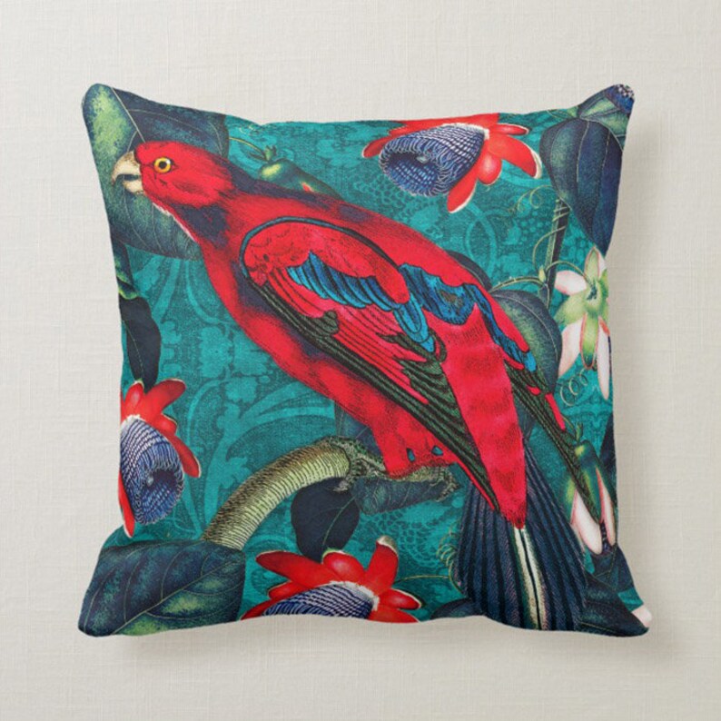 Bohemian Paradise Teal Red Throw Pillow Mix and Match Indoor Etsy
