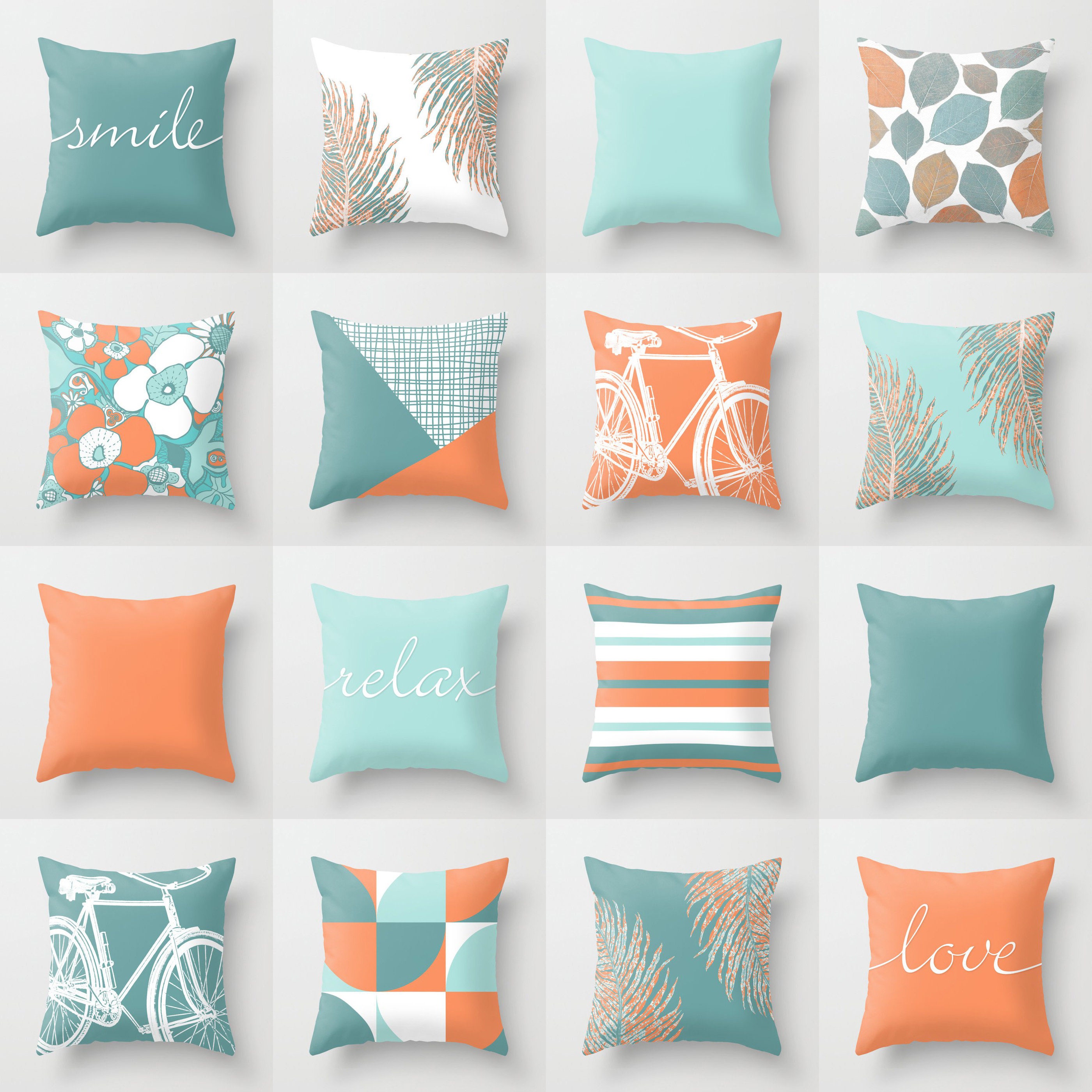 Light blue and orange throw pillows hotsell