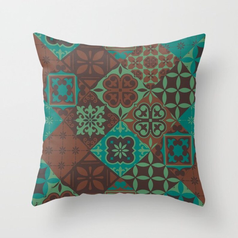 Green Brown Throw Pillow Mix and Match Indoor Outdoor Cushion Etsy