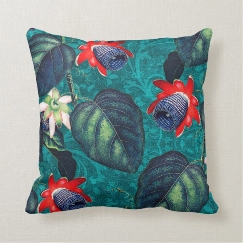 Bohemian Paradise Teal Red Throw Pillow Mix and Match Indoor Etsy