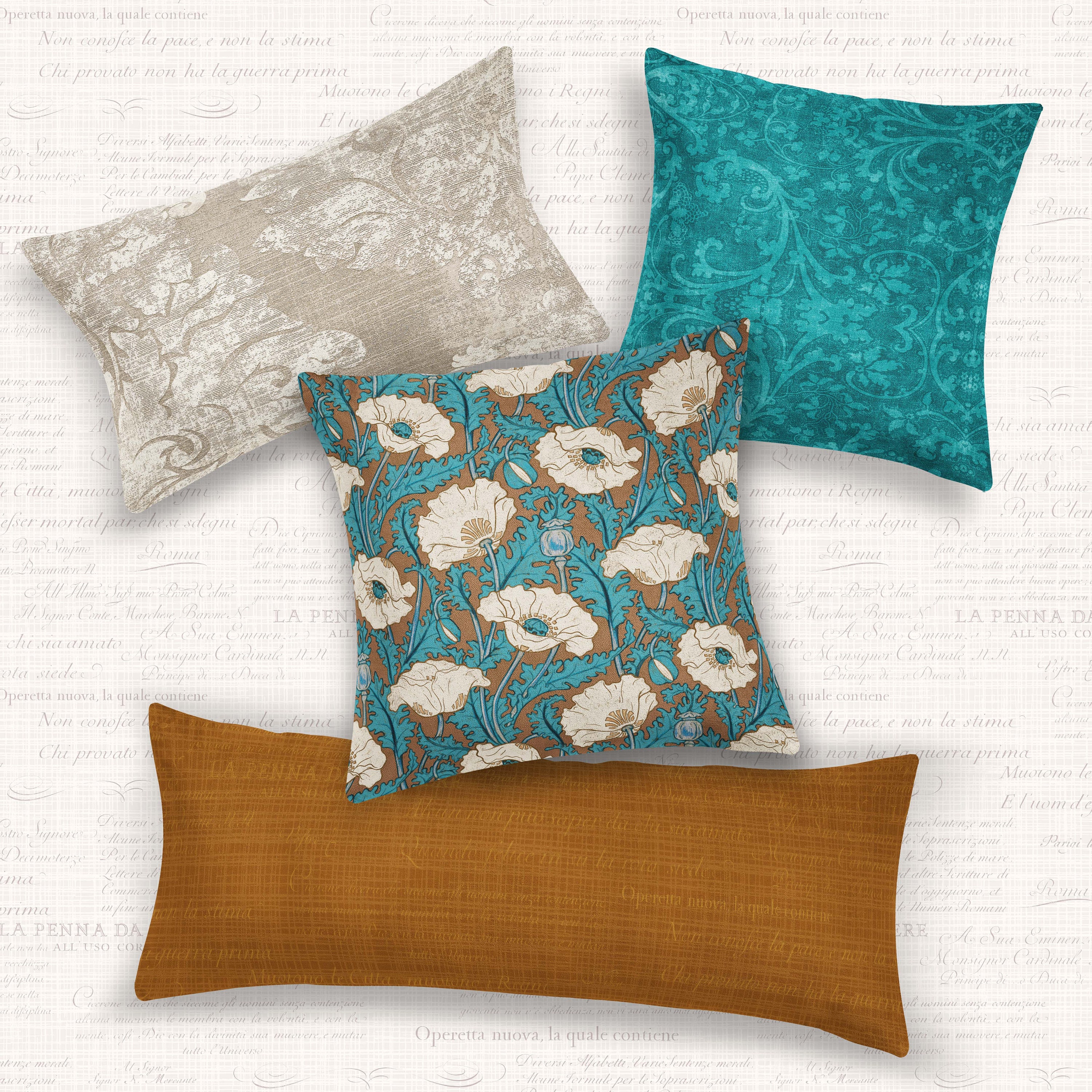 Cream and teal pillows sale