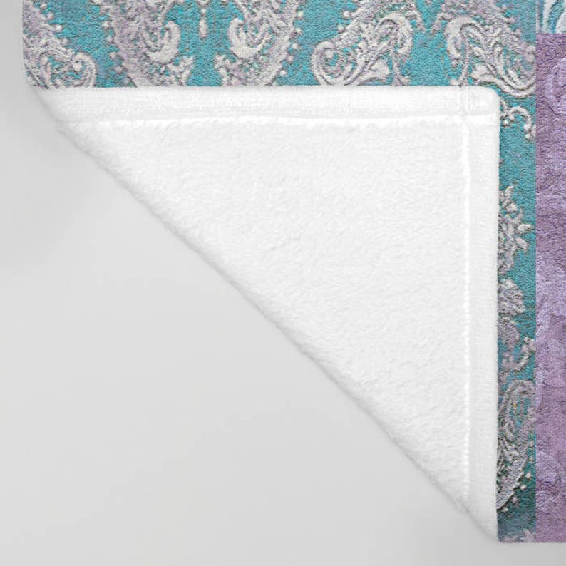 Light stone blue duck egg teal sand purple violet eggplant Victorian Vintage Kilim Patchwork Throw Blanket Home Decor Antique Damask