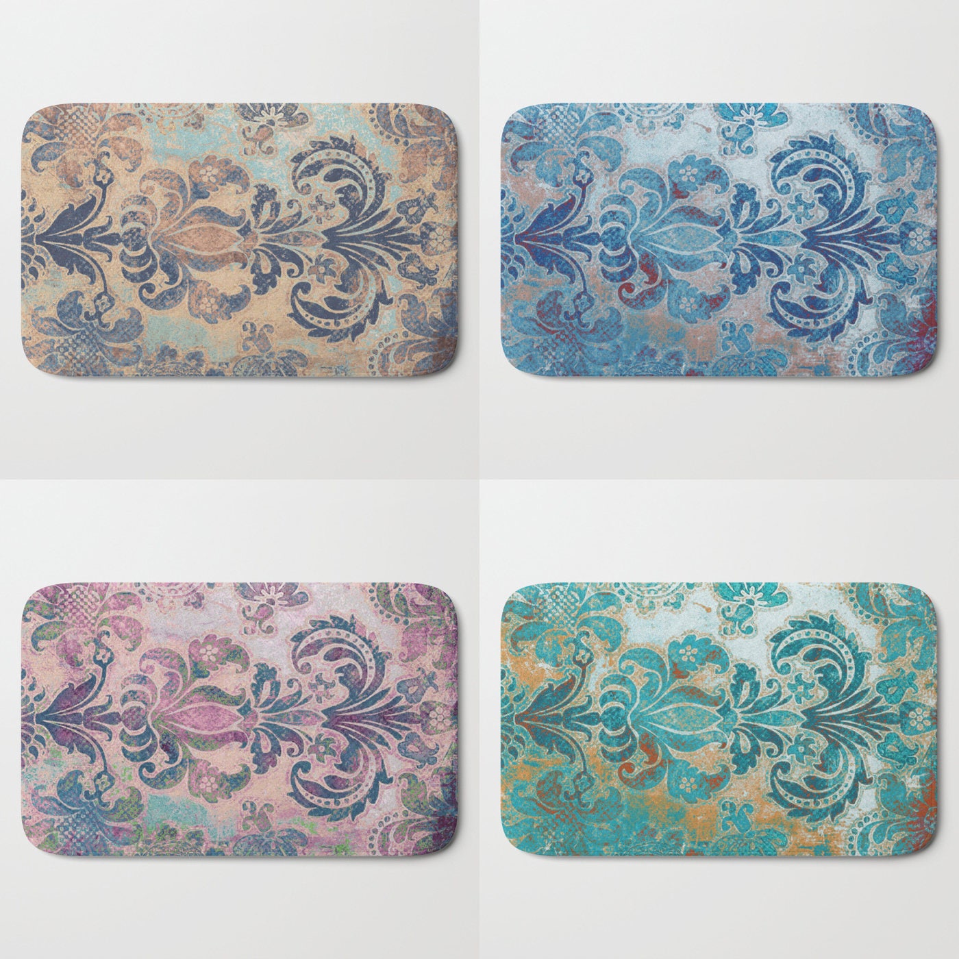 Gear New No Slip Microfiber Memory Foam Vintage Pattern with Victorian Motif Bath Rug Mat 24 x 17 Gear New No Slip Microfiber Memory Foam Vintage Pattern with Victorian Motif Bath Rug Mat 24 x 17