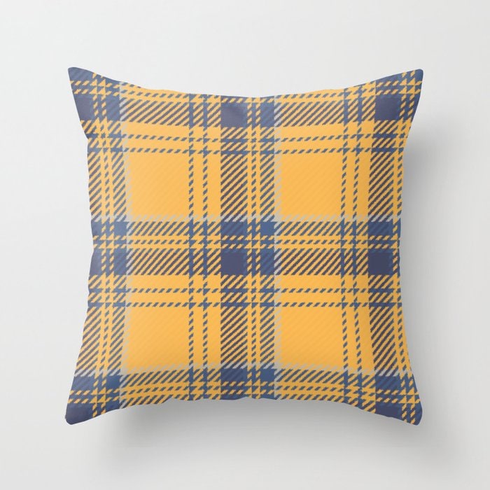 Saffron Yellow Dusty Blue Throw Pillow Mix and Match Indoor Outdoor Cushion  Cover Accent Couch Toss Bright Vivid Melange Houndstooth Corn 