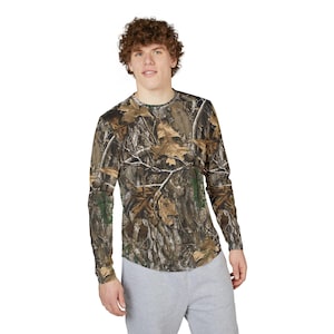 Herren Camo Langarmshirt: UV-Schutz, Angelbekleidung