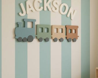 Personalized Train Nursery Name Sign, Train Room Decor, Baby Boy Wall Art