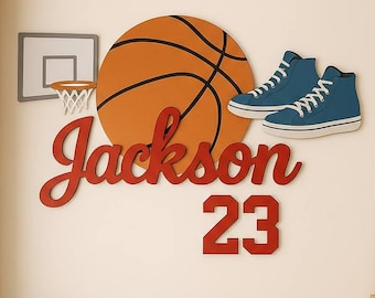 Personalisiertes Basketball-Namensschild, Basketball-Zimmerdeko, Sport-Wandkunst