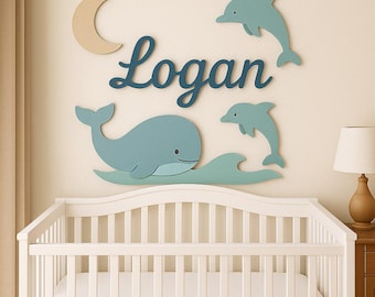 Personalized Nursery Name Sign, Custom Baby Name Wall Decor
