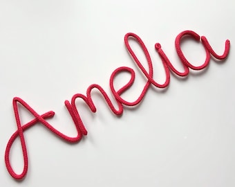 Knitted Wire Name Sign, Custom Nursery Decor, Handmade Baby Gift