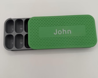 Personalized Pill Box Organizer, Custom Name Sliding Medicine Case, Weekly Pill Holder, Gift for Her