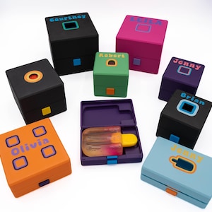 NeeDoh Compatible Squishy Case, Nice Cube Nice Berg Gumdrop Teenie Ball, Personalized Name, Window Lid, 3D Printed