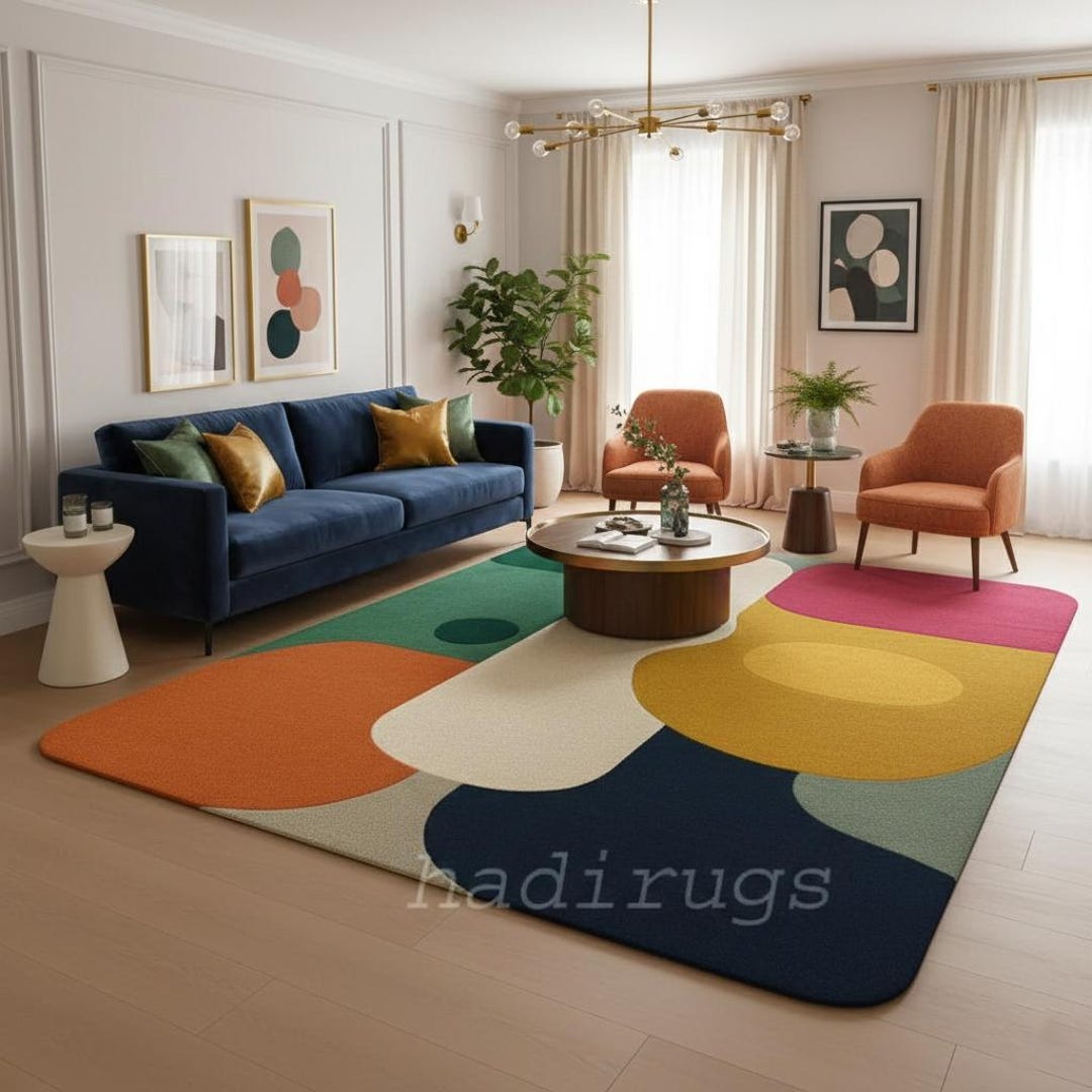 Abstract Color Block Area Rug – Modern Artistic Living Room Carpet - Etsy
