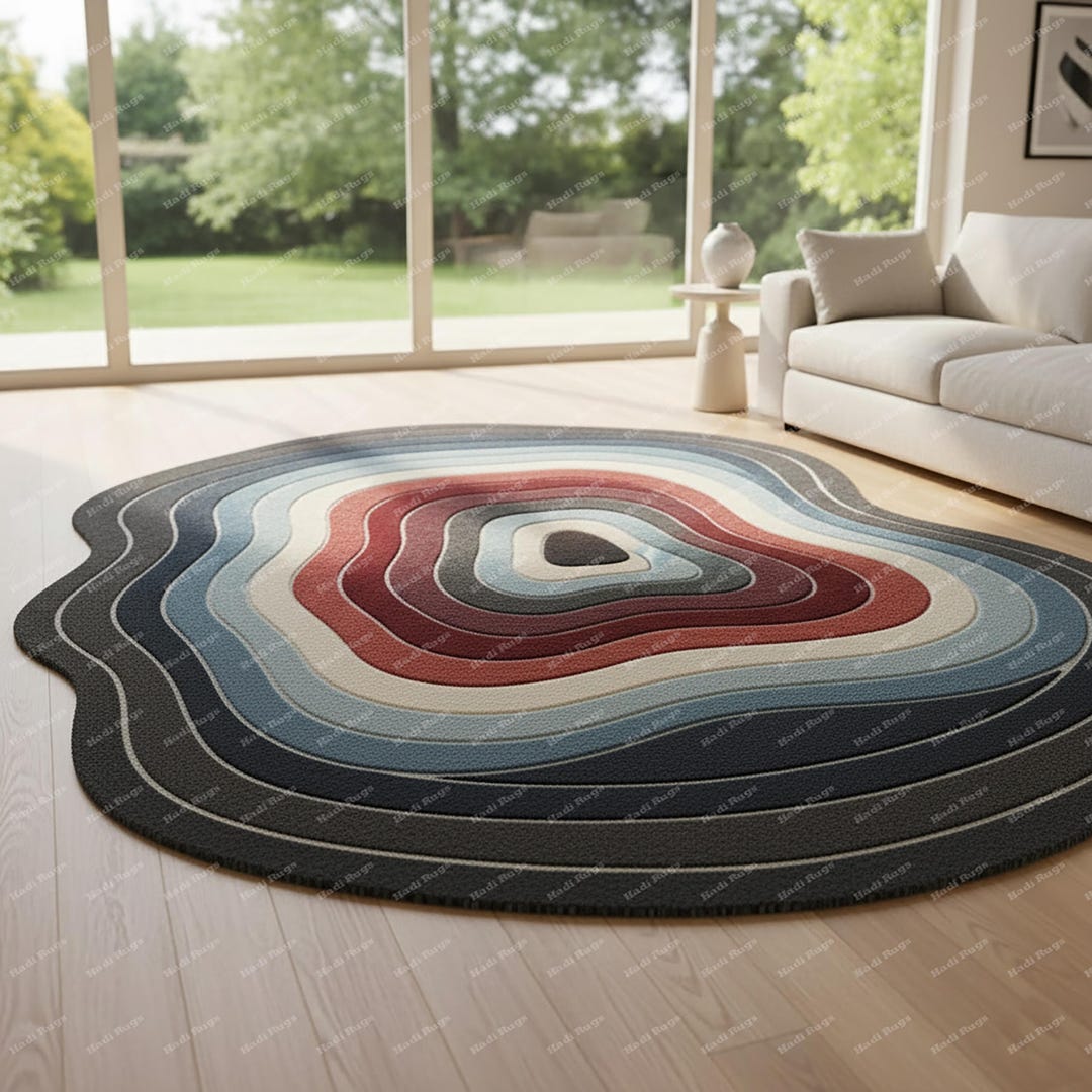 Topography Rug Pattern Hand Tufted Abstract Rug – Earth Tone Topographic Contour Mat - Etsy