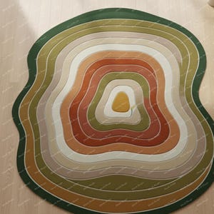 Alfombra de lana abstracta moderna orgánica, alfombra irregular en tonos tierra, decoración de sala de estar de mediados de siglo imagen 6