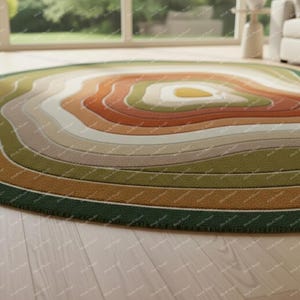 Alfombra de lana abstracta moderna orgánica, alfombra irregular en tonos tierra, decoración de sala de estar de mediados de siglo imagen 5
