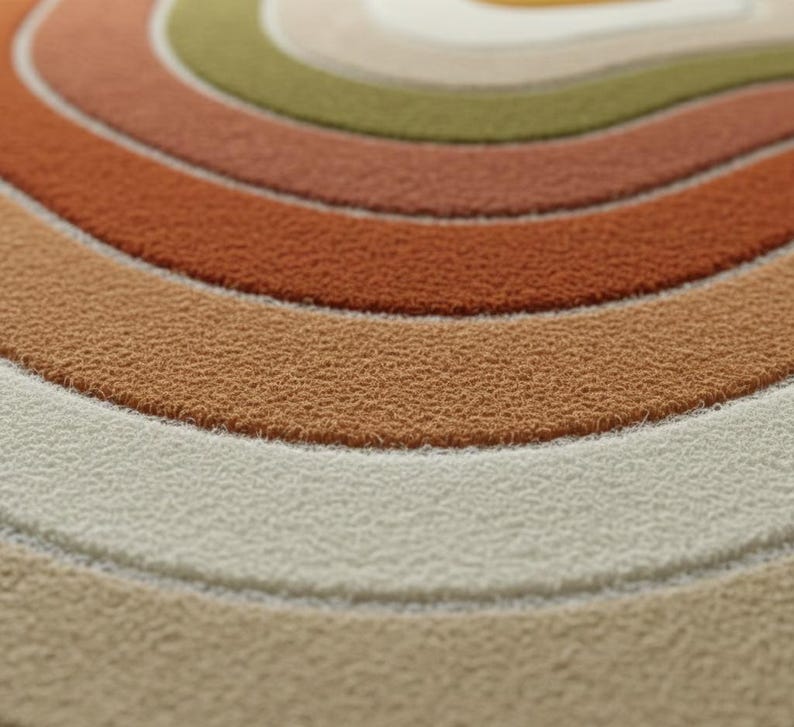 Alfombra de lana abstracta moderna orgánica, alfombra irregular en tonos tierra, decoración de sala de estar de mediados de siglo imagen 2