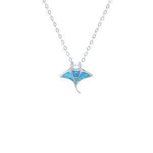 Blue Opal Sea Animal Pendant, Pure Silver Stingray Necklase, With Pure Opal and Pure Silver in one, Summer Vibes Classy Gemstone Pendant