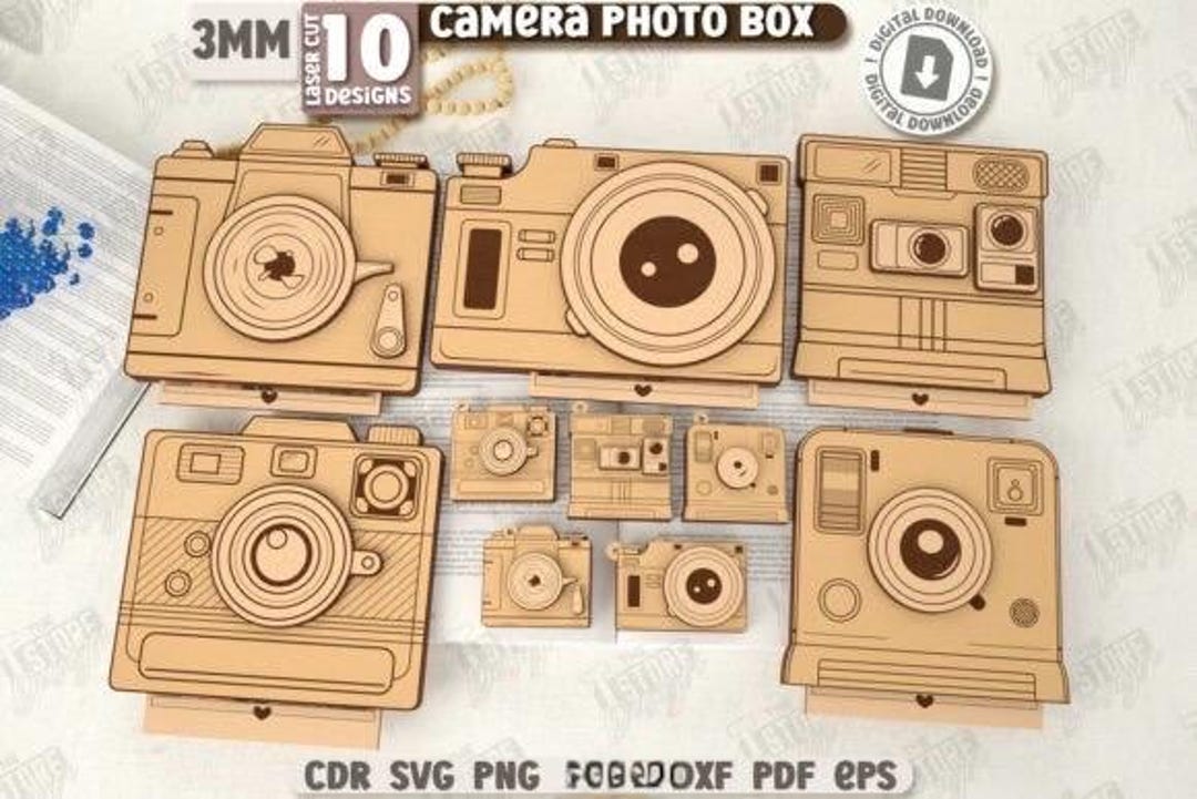Retro Camera Photo Set 3D Laser Cut Camera Photo Boxes Laser Cut Bundle ...