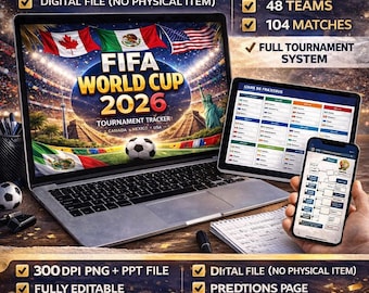 FIFA World Cup 2026 Tournament Tracker | Editable PowerPoint | Spanish + English | Printable Bracket Schedule Scoreboard