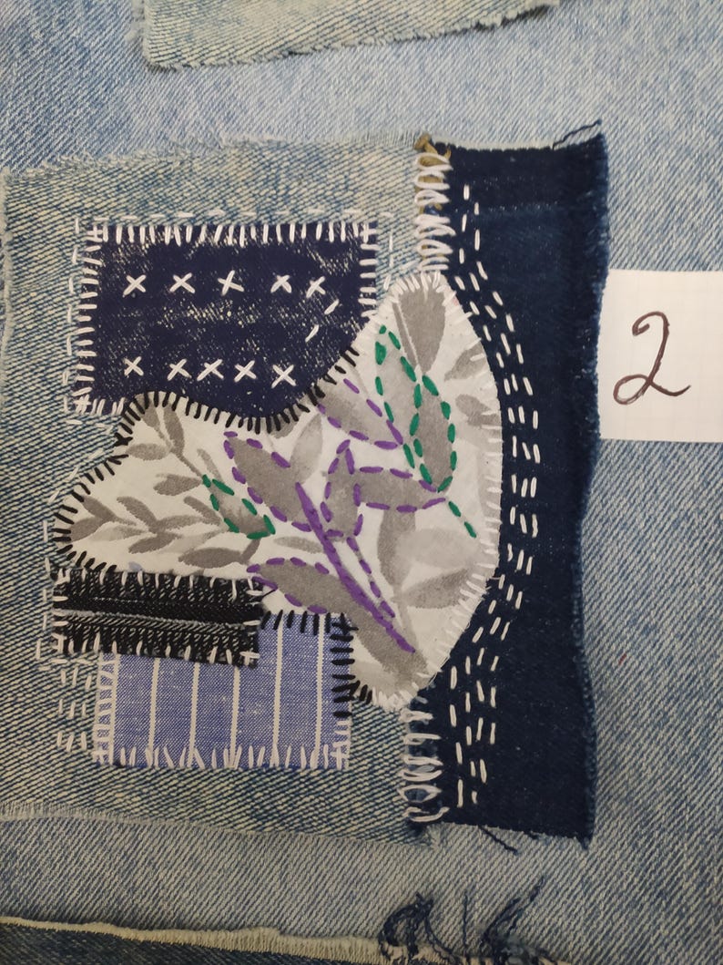 Pattern Patches Handmade Fabric Patches: Embroidered Denim, Boho Hippie Style - Etsy