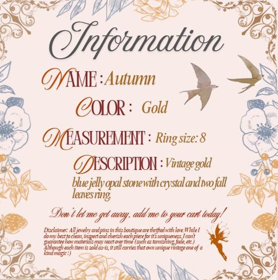 Autumn, vintage fall ring - image 5