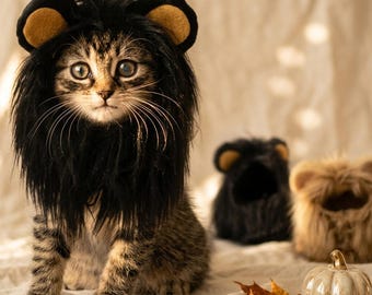 Lion Mane Cat Costume, Cat Lion Wig Hat, Halloween Cat Costume Accessory, Cute Pet Lion Mane Headpiece, Cat Ha