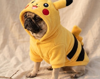 Anime Dog Costume, Electric Mouse Ears Hooded Pet Costume, Cute Anime Character Dog Halloween Outfit, Yellow Mouse Cosplay Costume for Dogs