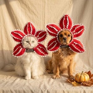 Cat Halloween Costume, Venus Flytrap Monster Flower Hood, Scary Plant Pet Costume, Creepy Carnivorous Plant Hat for Cats and Dogs