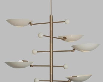 Brass Chandelier, Modern Dining Room Pendant | Sculptural Light Fixture