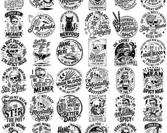 Funny Sarcastic Skulls SVG Bundle | 70 Designs | Adult Humor SVG | Sassy Skeleton Sayings | Funny Skeleton Cut Files | Digital Download