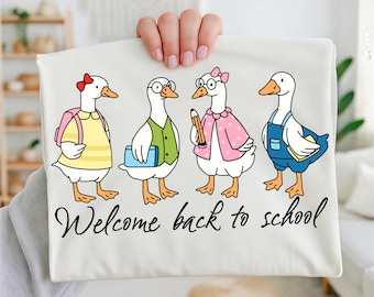 Preppy Welcome Back to School PNG, Cute Student Goose Design, First Day of School Shirt Graphic, Teacher & Student Digital Download