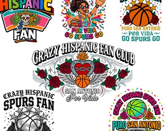 Crazy Hispanic Spurs Fan Bundle PNG, Funny Basketball Fan PNG, Game Day Shirt Design, Spurs Supporter Sublimation, Sports Lover Clipart