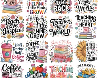 Teacher PNG Bundle | Boho Teacher PNG | Teacher Shirt Sublimation Designs | Teacher Appreciation PNG Bundle | Digital Download