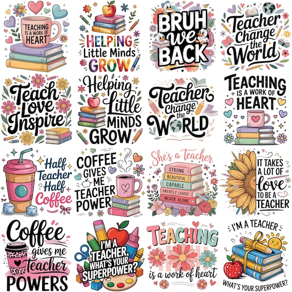Teacher PNG Bundle | Boho Teacher PNG | Teacher Shirt Sublimation Designs | Teacher Appreciation PNG Bundle | Digital Download