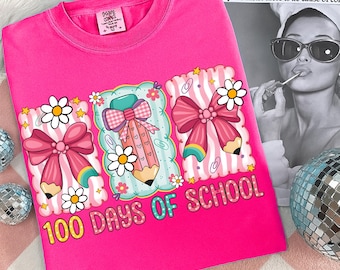 Colorful 100 Days of School PNG | Teacher 100 Days Design | Little Miss Teacher PNG | 100th Day of School Clipart | Digital Download