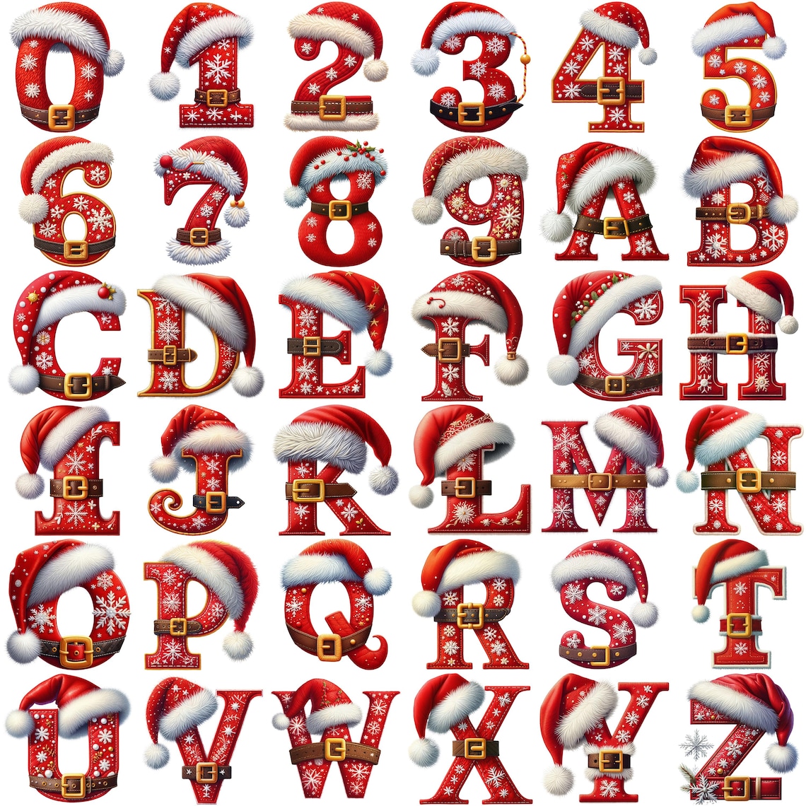 Alfabeto navideño PNG / Conjunto de letras y números festivos / Fuente ...